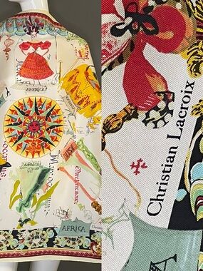 Stunning Christian Lacroix Silk Scarf 34 In Excellent Condition